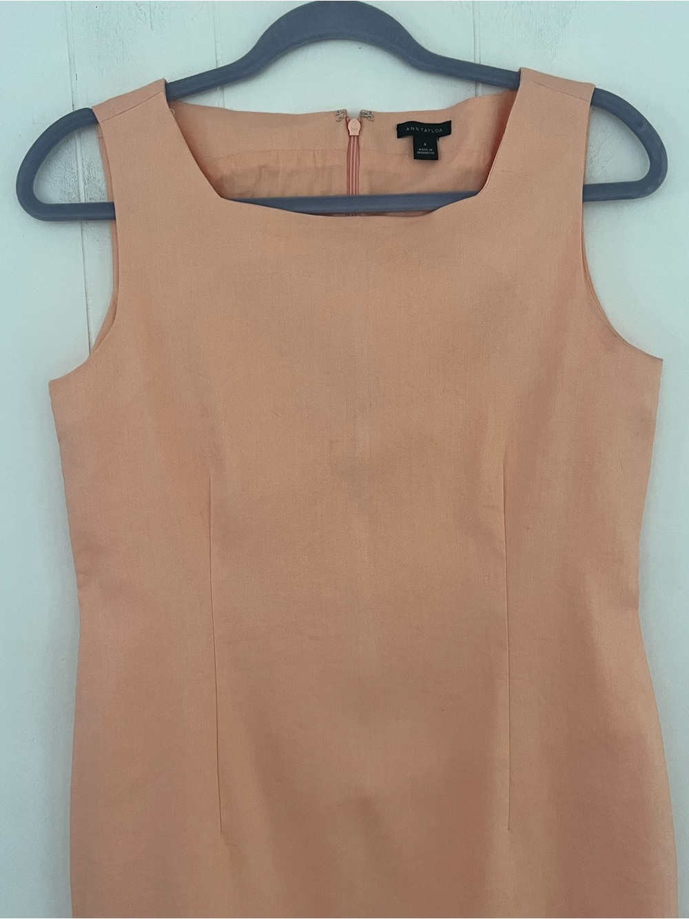 Ann Taylor Sleeveless Sheath Dress Tangerine Cream Linen Blend Size 4 - Picture 3 of 13